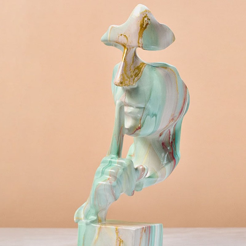 Thinker Statue Vivid Shape Compact Synthetic Resin Attractive Decorative Silence