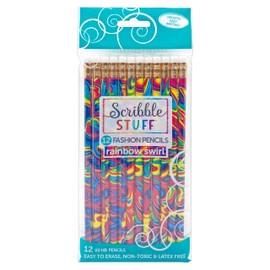 RoseArt Scribble Stuff Fashion Pencil Pack, Rainbow Swirl Edition, Unsharpened, Back To School Pencils, 12 Count