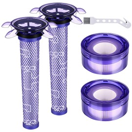 Attemart V8 Plus Filter Replacement Compatible with Dyson V7 Advanced, V8Origin+, SV25, SV37 Cordless Vacuum, V8 Car+Boat Handheld Vacuum, 2 Post+2 Star Pre-motor Filters, Replace to Part #965661-05