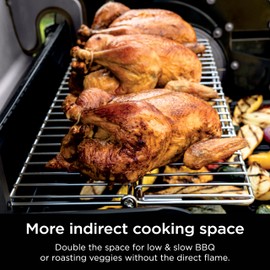 Ninja FlexFlame Upgrades Expandable Roast & Smoke Rack, More Indirect Cooking Space, Durable Stainless Steel Holds Up to 15lbs, Compatible with PG300 Series, XSKFLDINDRCTRK