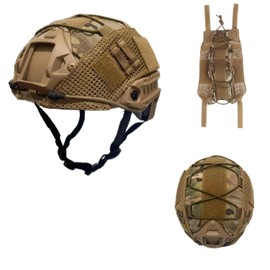 CMAIR4U TAN Adult Unisex Airsoft Tactical Helmet with Cover, PJ Fast Helmet, ABS Material, 550g, Medium, Suitable for Head Circumference 22"-24" inch