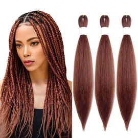 KAVSORAPI Ginger Braiding Hair 20 Inch Pre Stretched Hair Long Straight Crochet Braids Yaki Texture Synthetic Fiber 3 Packs (350#/Ginger Red)