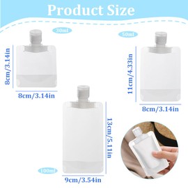 15 Pack Clear Plastic Dispenser Bottles Portable Refillable Cosmetic Bag Transparent Plastic Suitable for Travel Small and Space Saving (30ml, 50ml, 100ml)
