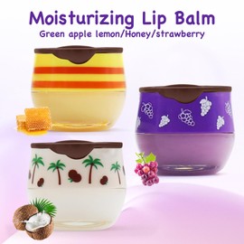 Colaren 3 PCS Honey Lip Bee Balm, Moisturizer Coconut Grape Honeybalm UK Lips, for Dry Chapped Peeling Lips