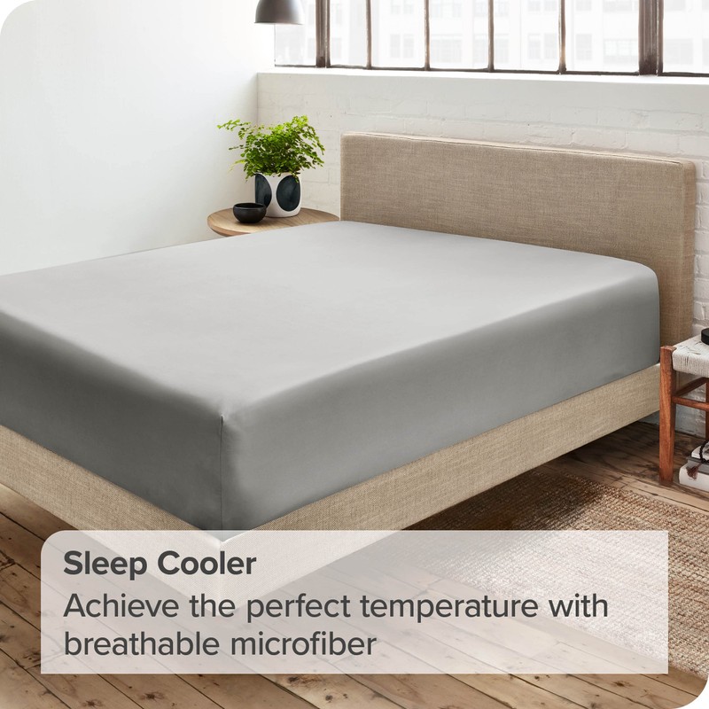 Bare Home Fitted Bottom Sheet Double - Premium 1800 Ultra-Soft