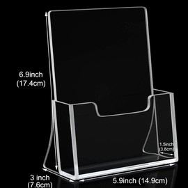 HIIMIEI Brochure Stand A5: Pack of 2 Acrylic Flyer Stand for Menu Folding Sheet - Transparent Table Brochure Holder Brochure Stand for Office Hotel Restaurant