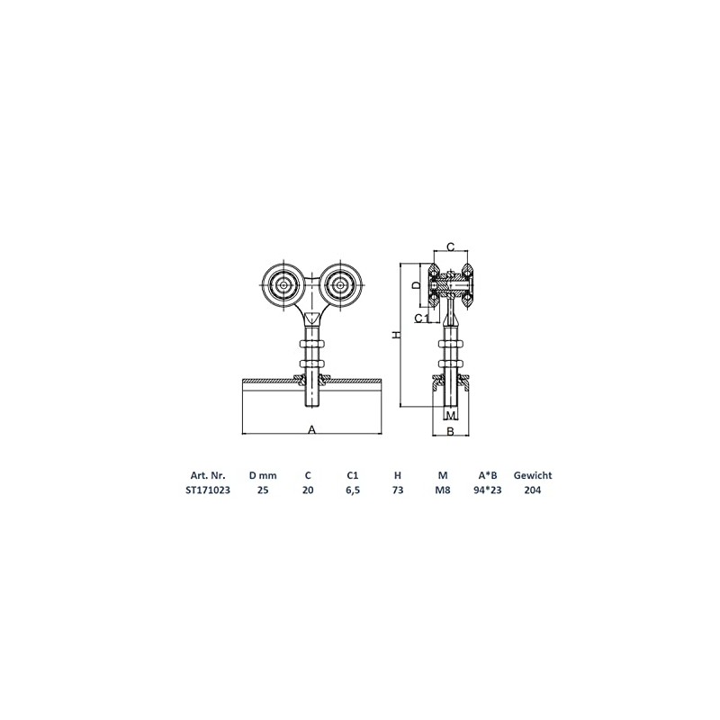 SCHARTEC Sliding Gate Rollers Sliding Door Drive M8 and M10