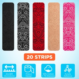 OK TAPE PRO Original Kinesiology Tape Pre-Cut Strips, Latex Free Elastic Athletic Tape Roll, 2in×16ft 2Rolls,Black+White
