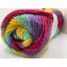 Lana Bella Self-Striping Acrylic Wool Blend Yarn - 3.53 Ounces (100grams) 273 Yards - Rainbow
