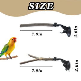Bird Perch Stand 2 PCS, Parrot Perch Stand with Strong Suction Cup, Movable Perch Stand Bird Training Set, for Window Mirror Shower Bathroom Ceramic Tiles, for Cockatoo, Macaw, Parakeet