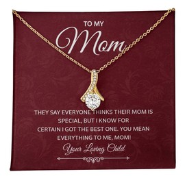 To My Mom Necklace From Daughter, Sentimental Jewelry For Mom With Heartfelt Message, Sterling Silver Pendant For Mother’s Day, Meaningful Gift For Birthday (Luxury Box, 18k Yellow Gold)