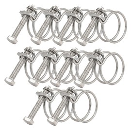 Pack of 10 Double Wire Hose Clamps Adjustable Hose Clamps Stainless Steel 201 Hose Clamps, 11 Sizes for 32-36 mm Family Water Pipe Tank Automotive Pipe