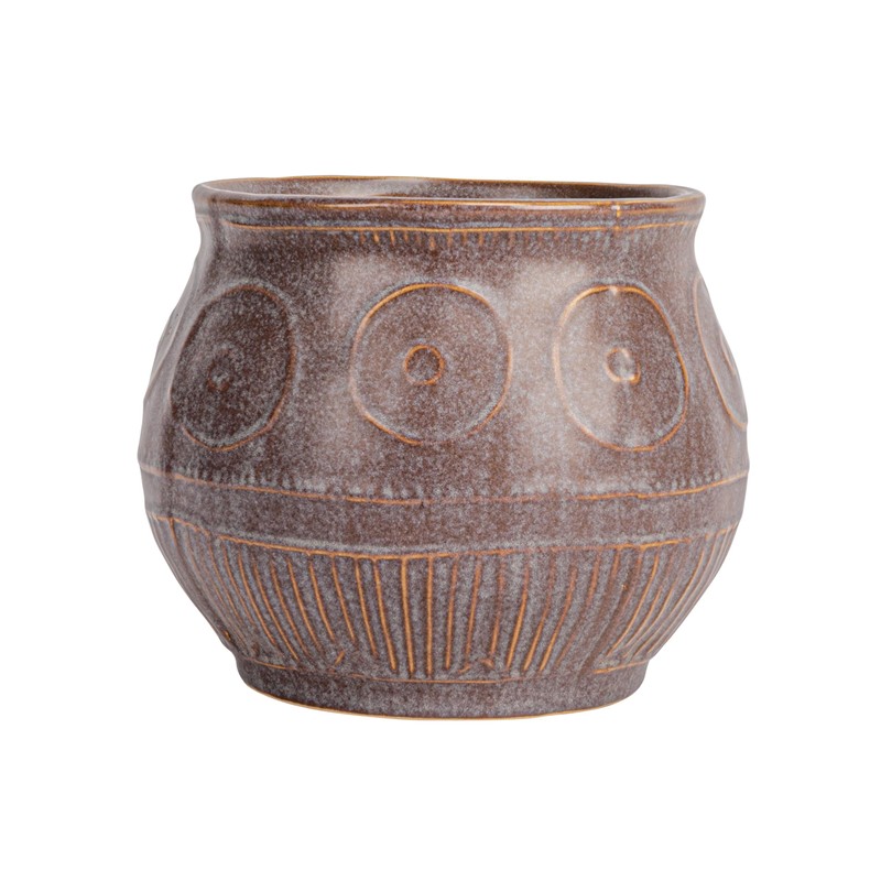 Creative Co-Op Debossed Stoneware Planter with Pattern and Reactive Glaze,