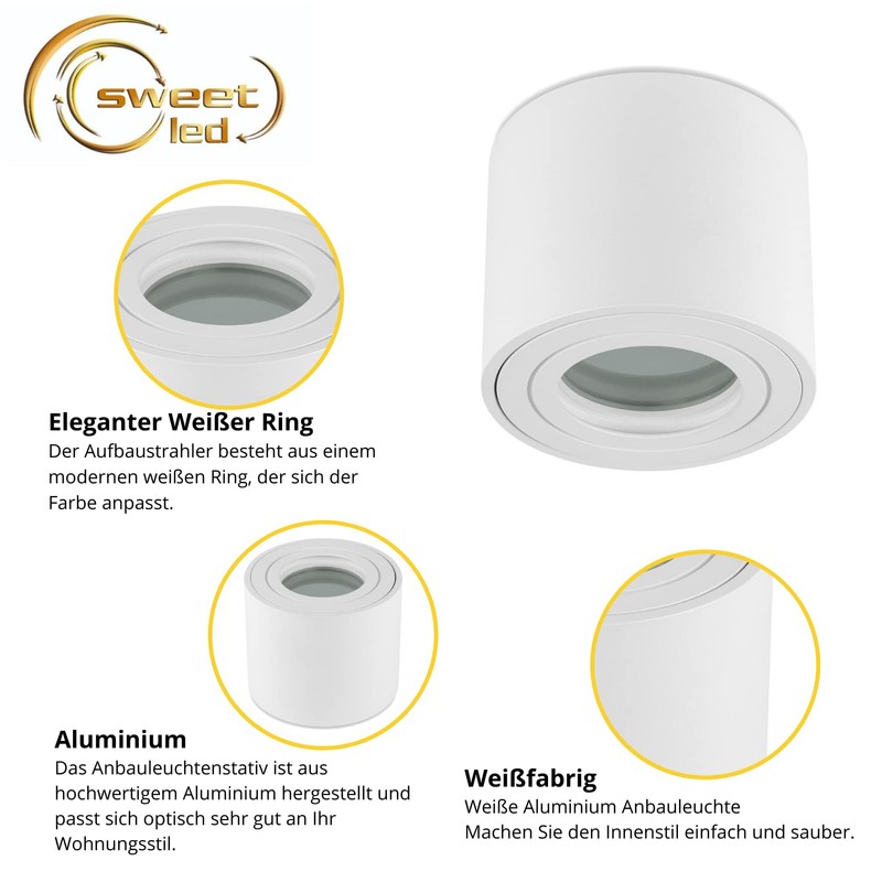 Sweet Led Ceiling Spotlight IP44 Flat Bathroom Aluminium Mounting Frame