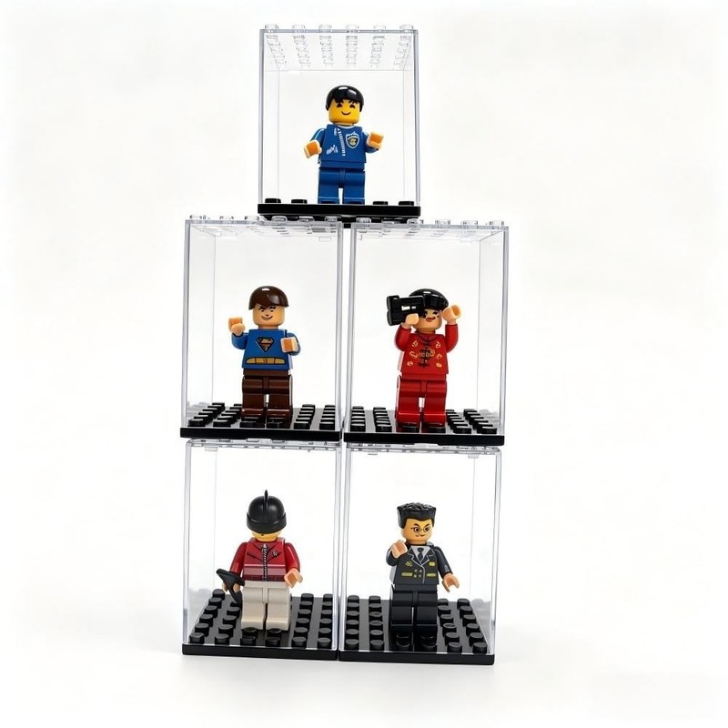 20 Pack Acrylic Display Case for Minifigures, Stackable Clear Dustproof