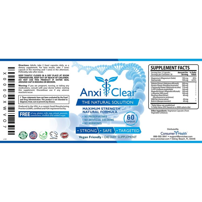 AnxiClear Consumer Health Boosts Mood, Calms The Mind, Elevates Serotonin