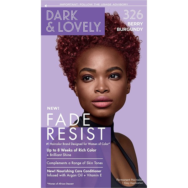 Softsheen-Carson Dark and Lovely Fade Resist Rich Conditioning Hair Color, Permanent Hair Color, Up To 100% Gray Coverage, Brilliant Shine with Argan Oil and Vitamin E, Berry Burgundy