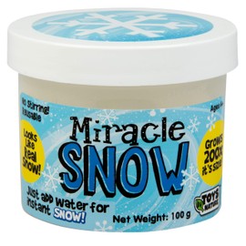 TOYS BY NATURE Instant Miracle Snow Powder - Kids Play Snow, Safe & Non Toxic - Makes Over 2 Gallons of Snow, Just Add Water - 100g Jar