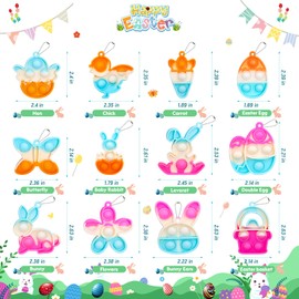 Easter Pop Fidget Toys Bulk Its 24 Pack Easter Party Favors for Kids Easter Egg Fillers Basket Stuffers Mini Pop Keychain It Goodie Bag Stuffers Fidgets for Classroom Prizes Kids Party Supplies Gifts