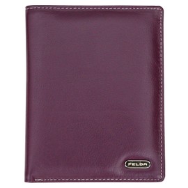 Felda Genuine Leather Passport Holder - RFID Protection and Credit Card Organizer - Purple Multi