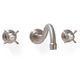 SITGES Wall Faucet,Two Handle Bathroom Sink Wall Mount Faucet with Rough in Valve Included,Brushed Nickel