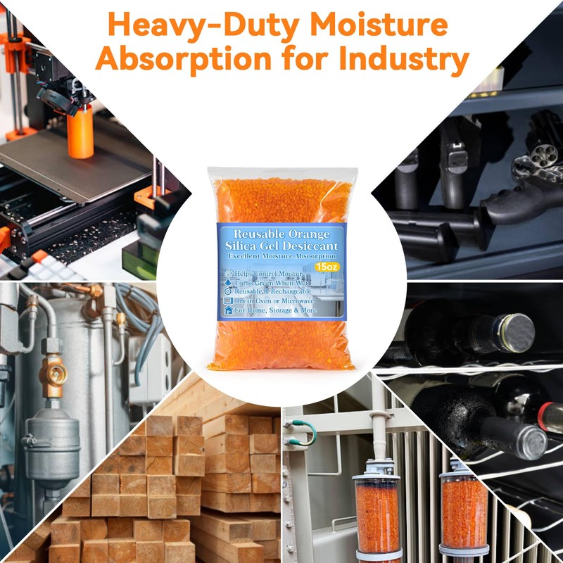RAINFLOW Orange Desiccant Beads Reusable - 450G Indicating Silica Gel