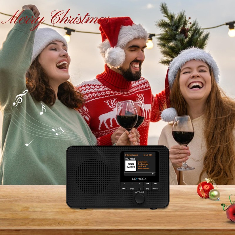 LEMEGA IR1 Portable WiFi Internet Radio,FM Digital Radio,Bluetooth Speaker,Dual Alarms