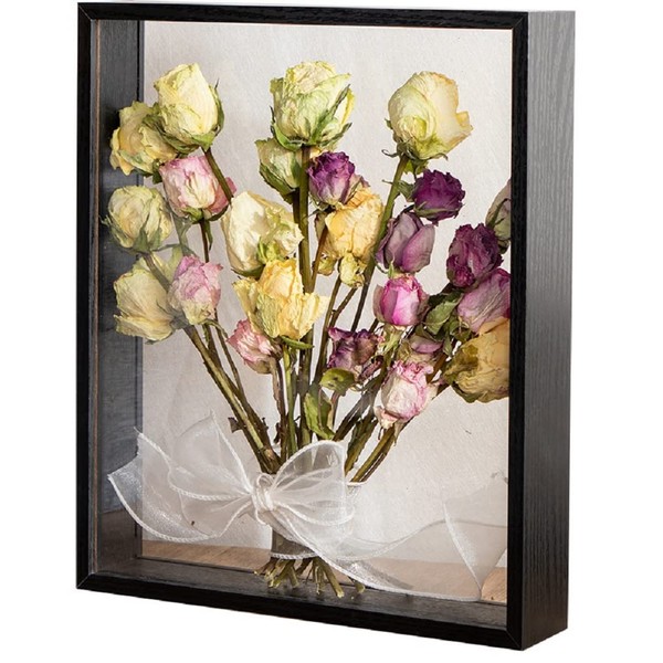 siawadeky Photo Frame, 3D Frame, A4 Size, Box Frame, Hollow, Clear Frame, Wooden Frame, Transparent Glass, Picture Frame, Dried Flowers, Specimen Box, Figure Case, Room Decoration, Birthday,