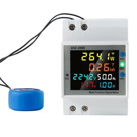 DEWIN Electricity Meter, DIN Rail, 6-in-1 WiFi Smart Digital Electricity Meter, DIN Rails, AC Meter, Energy Meter, KWh Meter with Closed Type CT AC 40-300V 100A