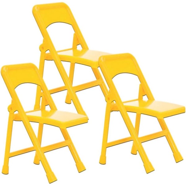Figures Toy Company Set of 3 Yellow Folding Chairs for