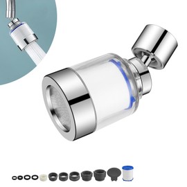 0XBIT 360° Drehbarer Wasserhahnfilter, Wasserhahn Filter, Wasserfilter für Wasserhahn, Filter für Wasserhahn mit 2 PP-Baumwollfiltern, Geeignet für Waschbecken, Küchen, Badezimmer