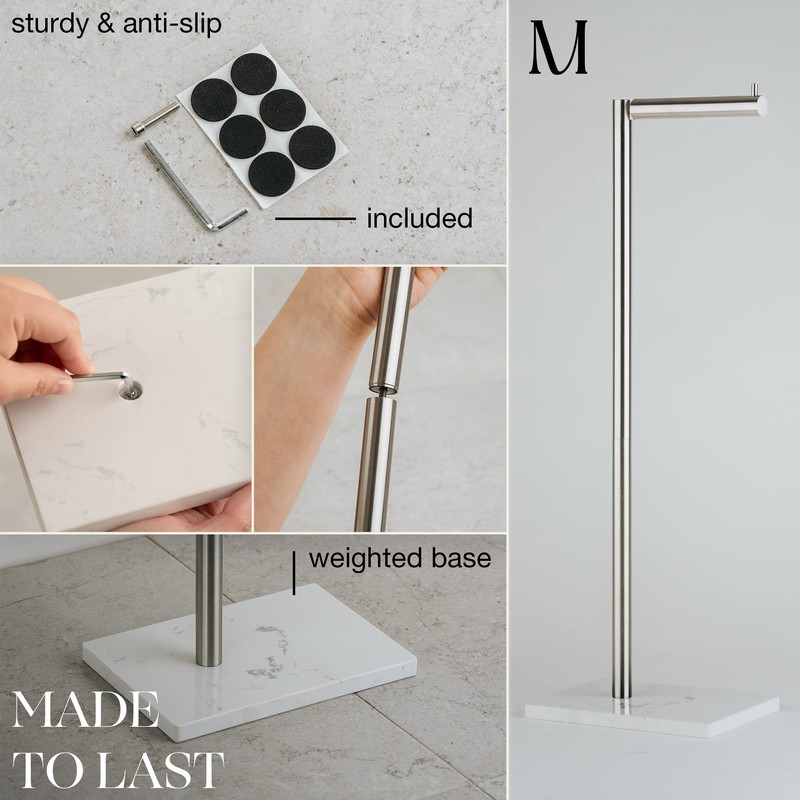MARMOLUX ACC Free Standing Brushed Nickel Toilet Paper Holder Stand