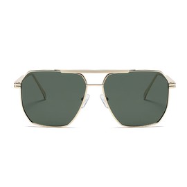 OSAGAMA Oversized Square Polarised Sunglasses for Women Men Vintage Retro Glasses Large Metal Shades UV400 Protection, Gold/G15