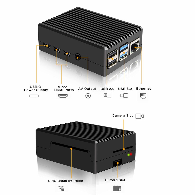 Geekworm for Raspberry Pi 4 Aluminum Case, Heavy Duty Passive