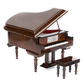 Piano Model, 11x14x13.8 cm Miniature Music Instrument Ornament Piano with Stool Creative DIY Arts and Crafts Dolls House Living Room Model Scene Furniture for Kids and Adults Birthday Gifts