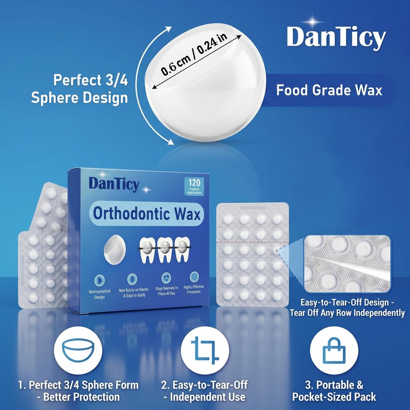 DanTicy Orthodontic Wax for Braces, Dental Wax, Pre-Cut Bowl Shape