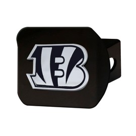 FANMATS 21506 Cincinnati Bengals Black Metal Hitch Cover with Metal Chrome 3D Emblem