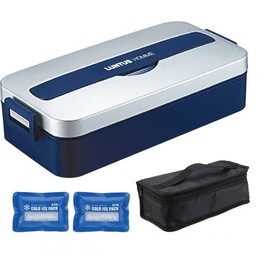 Asbel MC-800C Smart Lock Lunch Box with Ice Pack Bag, 1-Tier, Silver