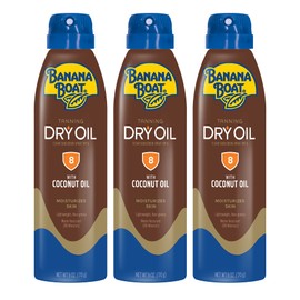 Banana Boat Dry Oil Tanning Spray Sunscreen SPF 8, 6oz | Sun Tanning Oil with SPF 8 Sunscreen, Oxybenzone-Free, 6oz (Pack of 3)