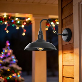 GOALPLUS 10in Black Gooseneck Barn Lights 4 Pack Farmhouse Barn Wall Mount Light Fixture Exterior Waterproof Industrial Porch Wall Sconce for Garage, Patio, Doorway, LM2201-4P
