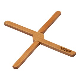 K-UNING Pot Trivet Folding One-Touch Wood Compact Outdoor