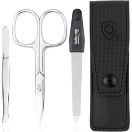 marQus Nail Scissors and Tweezers Set of 3 with File from Solingen, Practical Nail Care Set for All Cases and Bags, Travel Manicure Nail Case, Trendy Colour: Carbon