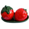 Novelty Glazed Ceramic Strawberry Shaped Salt and Pepper Pots/Shakers Set