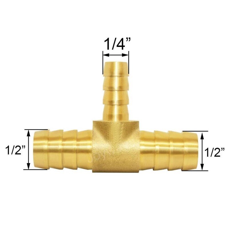 Joywayus 1/2"x1/4"x1/2" Hose Reduce Barb Tee 3 Way Union Fitting