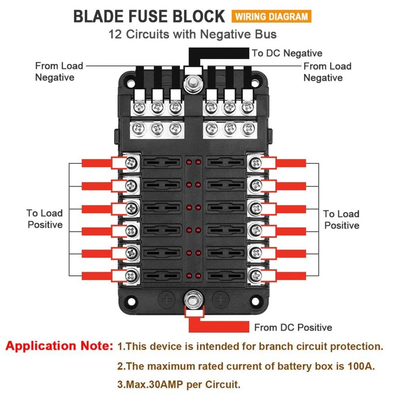 Autoxbert 12-Way Fuse Blade Box Holder LED Block Indicator 12V