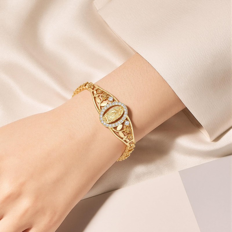 Pomeliary Catholic Virgin Mary Bracelet for Women, Gold Religious Gifts