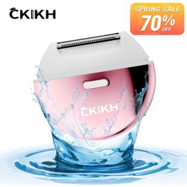 CKIKH Bikini Trimmer for Women, Electric Shaver and Razor Rechargeable 2-in-1 Body and Facial Epilator, Painless Trimming of Pubic Hair, Face, Underarms and Legs, IPX7 Waterproof, Shaving Grooming Gift