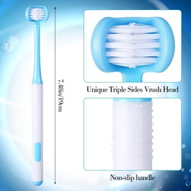Wanmu 2Pcs 3 Sided Autism Toothbrush, U-Shaped 360° Oral Teeth Cleaning Design Kids Toothbrush for Adult, Toddler, Soft and Gentle for Complete Tooth Care (Blue, Green)