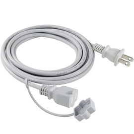 Cable de extensión gris de 2 clavijas – 10 pies de largo, polarizado, plano de 2 clavijas, SVT 16AWG, 13 AMP, 1625 W, NEMA 1-15P a NEMA 1-15R, cable de extensión de alimentación para interiores de CA