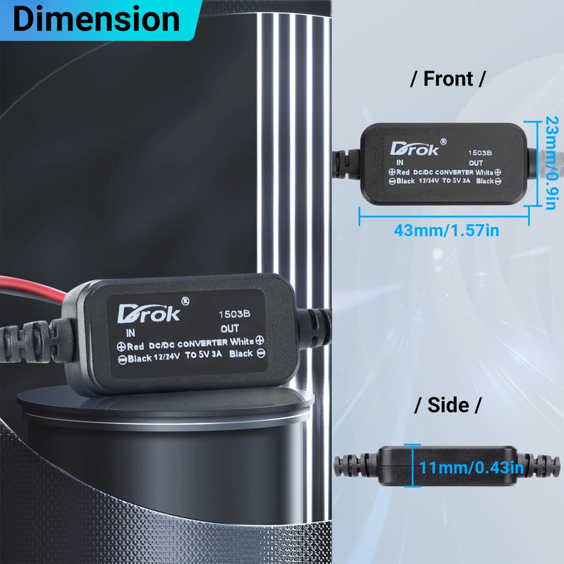 DROK 12V to 5V Converter, DC 8-32V to 5V Buck